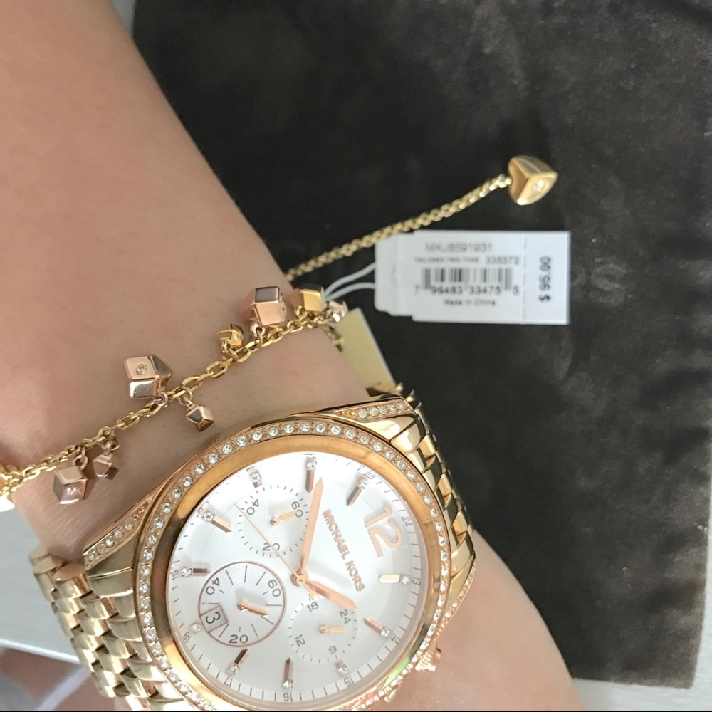 Authentic MK two tone nugget drawstring bracelet - Picture 4 of 6